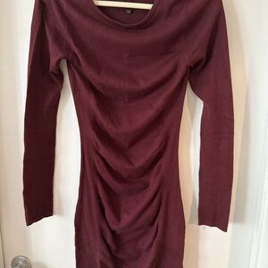 Express Elegant Burgundy Long Sleeve Sweater Dress